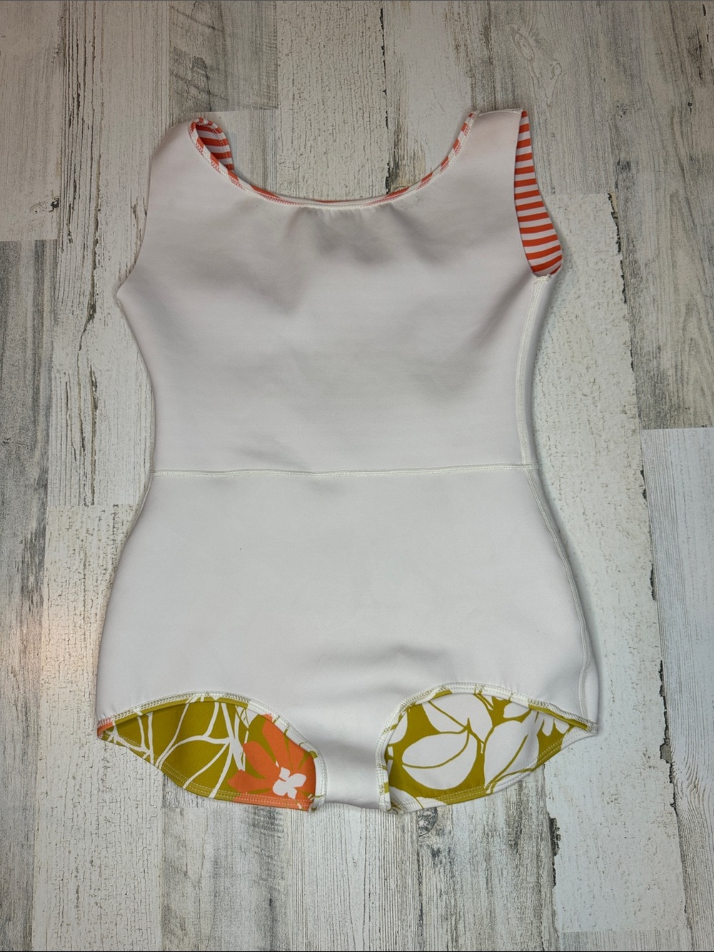 Seea Lido One Piece Jani Print Orange White Stripe Floral Bottom Swimsuit L - Picture 11 of 15
